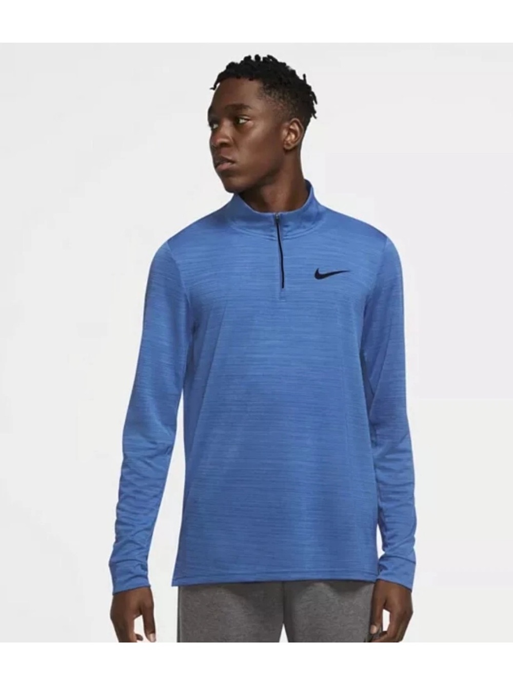 Nike Dri-fit Men's Blue Heathered 1/4 Zip Long Sleeve Mock Neck Size XL